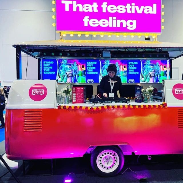 DJ Booth VW trailer with DJ a Confex conference 2023 event