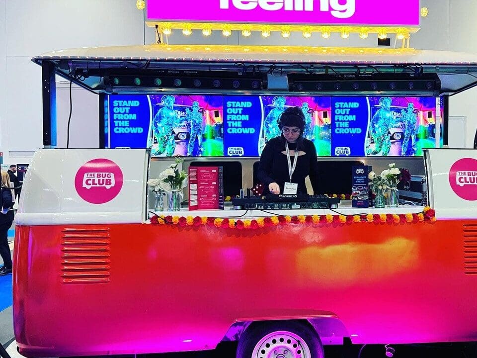 DJ Booth VW trailer with DJ a Confex conference 2023 event